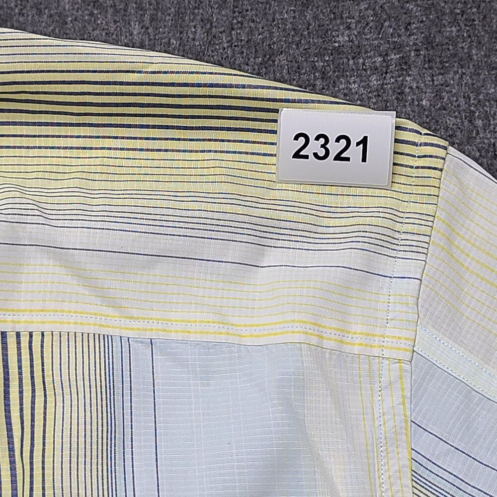 Tommy Bahama Shirt Mens Large Blue‎ Yellow Striped Button Up 100% Cotton Casual - Picture 9 of 9